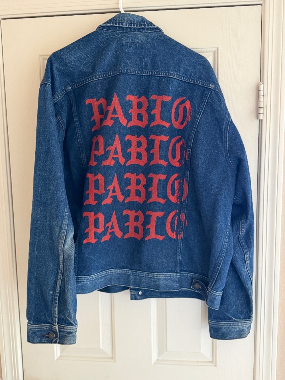 Real Authentic Kanye West Pablo Handmade Jean Jacket Life of Pablo PopUp NYC XL